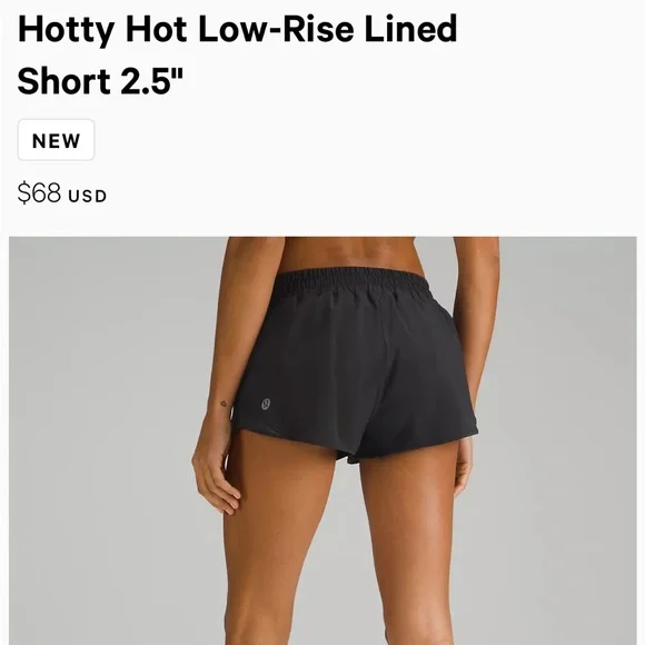Lululemon Hotty Hot Low-Rise Lined Short 2.5" in size 6, black w/ subtle stripes - Picture 4 of 9
